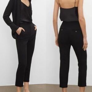 Club Monaco Career Workwear Cropped Cigarette Tailored Trouser Pants Black 12